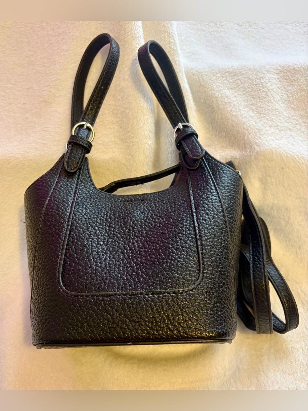 Faux Leather Crossbody Bag in Black